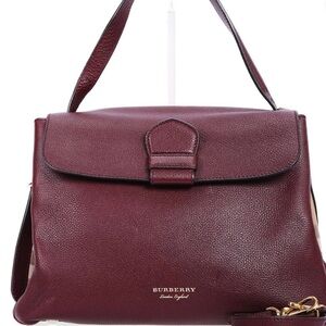 EUC Burberry House Check Leather Shoulder Bag in Dark Burgundy w/COA